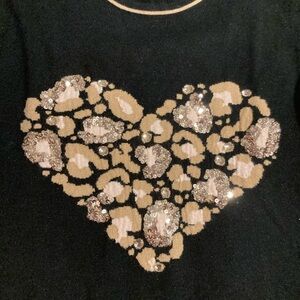 Leo & Ugo size 3 (fits like a medium) black heart sweater
